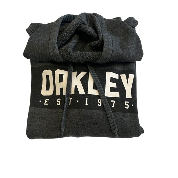Oakley Men’s Hoodie Sweatshirt Pullover Black Gray Logo 1975 Regular Size XXL - Picture 1 of 6